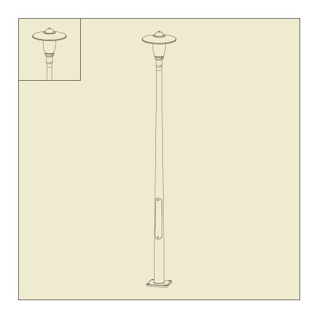 Lampadaire Bristol 1 3m15 pied conique Vert anglais Roger Pradier